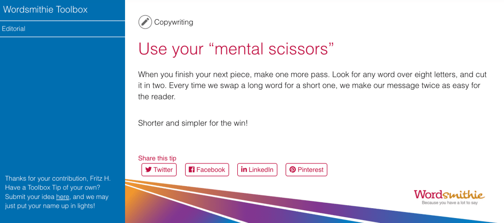 Toolbox Copywriting Tip