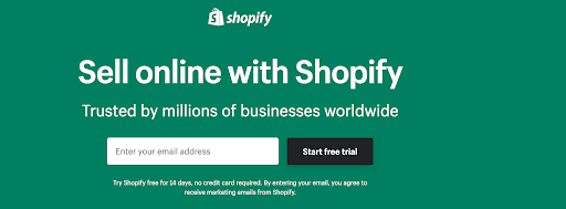 Looking at Shopify's website copy that says "Sell online with Shopify. Trusted by millions of businesses worldwide".