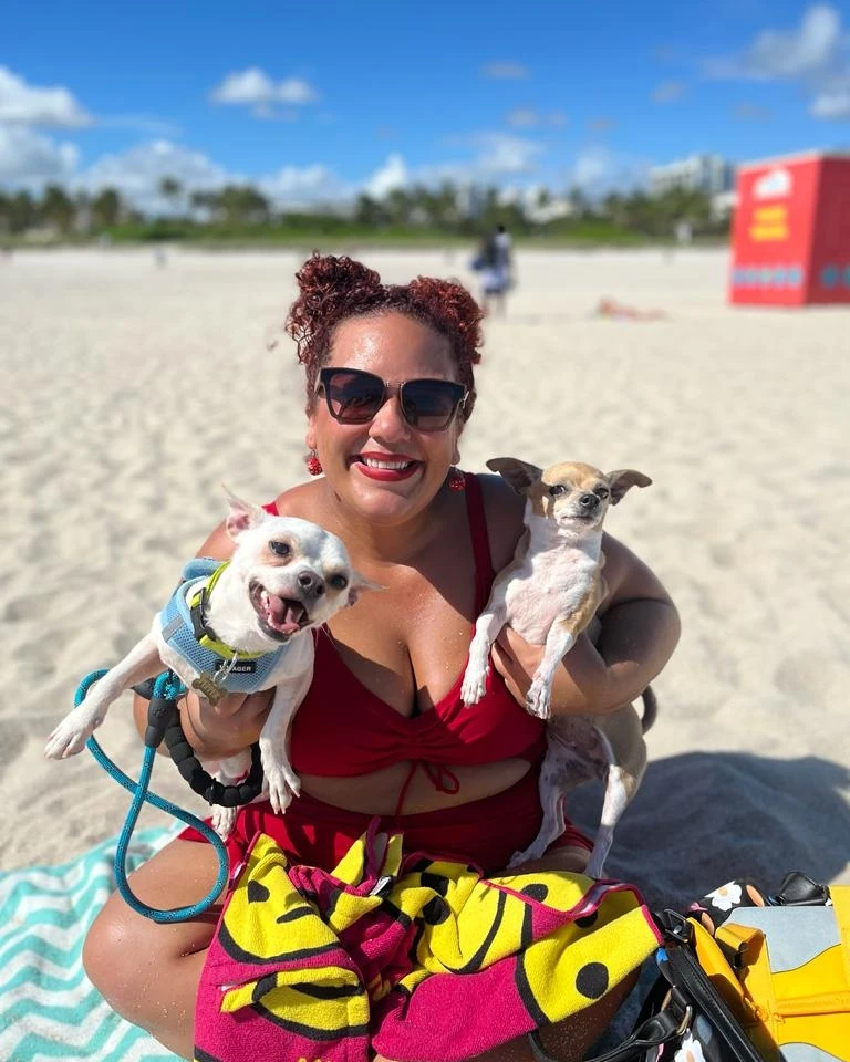Sonia Acosta happy place beach with dogs