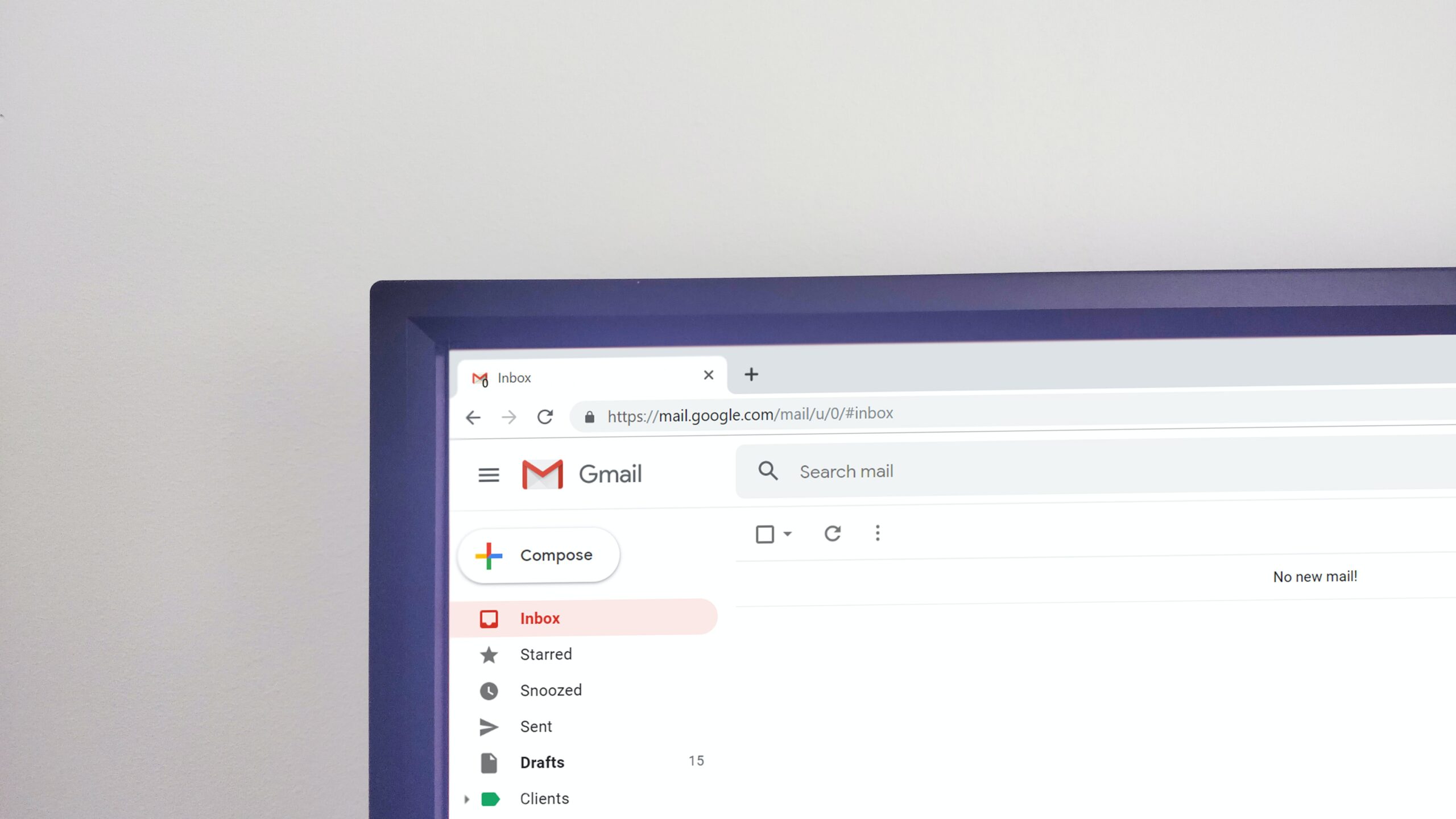 An image showing the browser opened to a Gmail inbox.